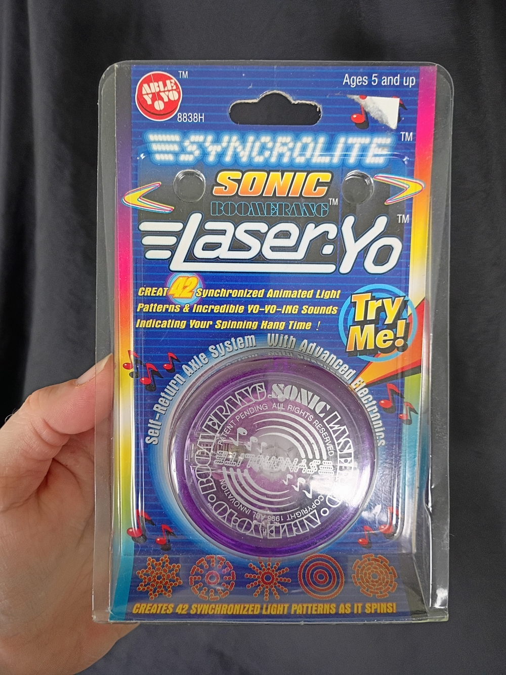 Vtg 1998 Syncrolite Sonic Lazer YoYo In Original Package NEEDS BATTERIES